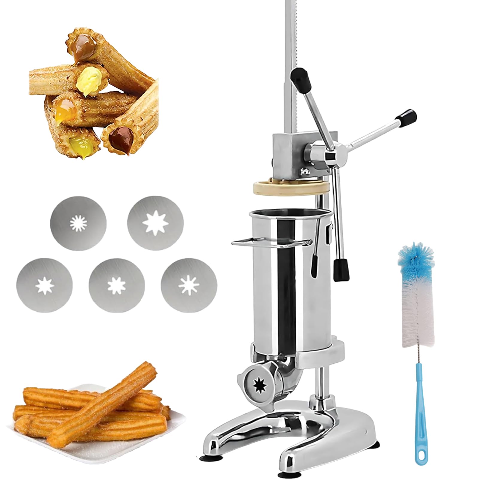 Máquina Comercial Para Hacer Churros Con 5 Boquillas De Alta Resistencia, Acero Inoxidable, Capacidad 2 L/3 L, Para Y Relleno
