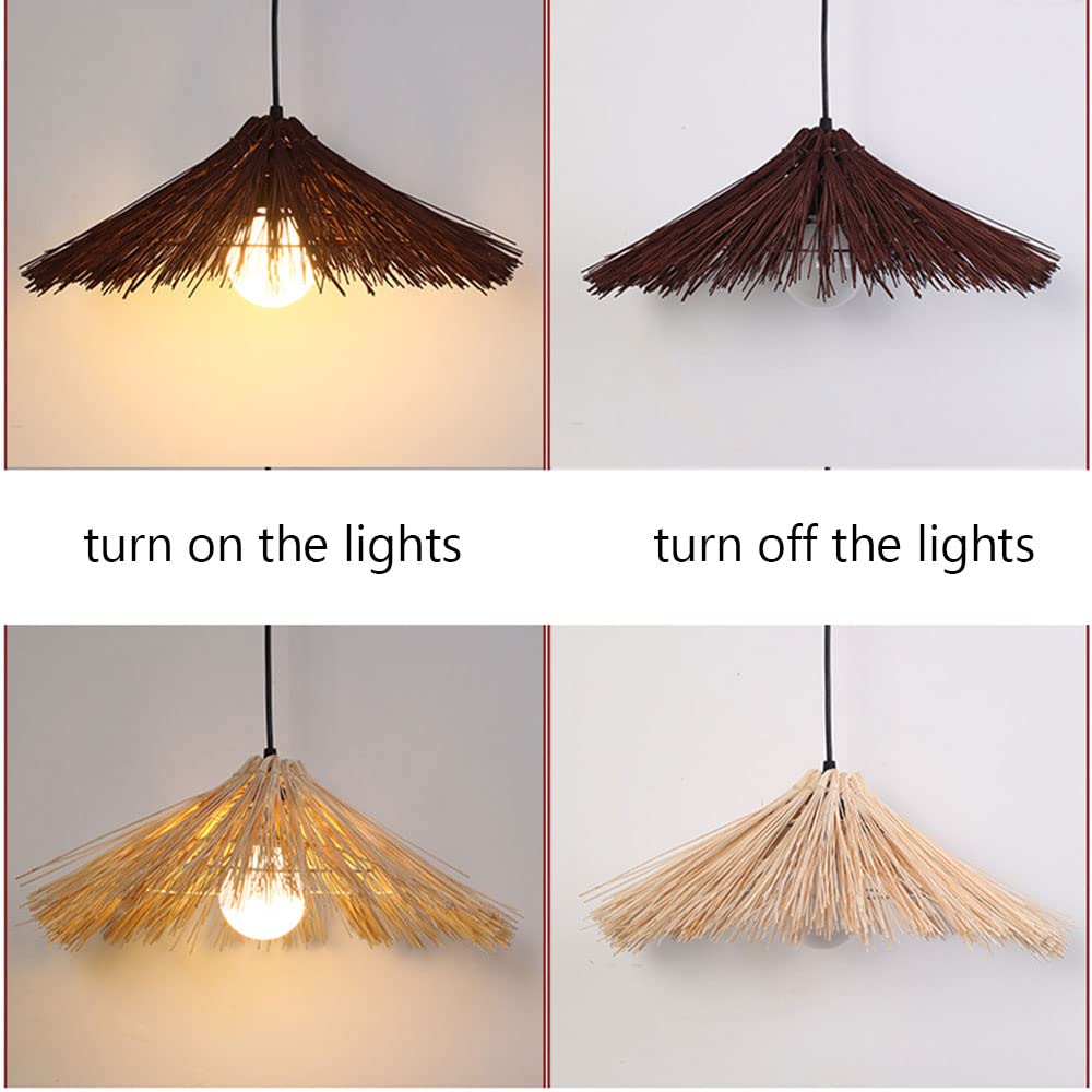 Lámpara Colgante - Ratán De Bambú Cubierta De Lámpara De Nido De Pájaro De Mimbre Tejida A Mano Lámpara De Araña Retro Estilo Japonés E27 Lámpara Colgante Linterna 1 Luz para Sala De Estar,