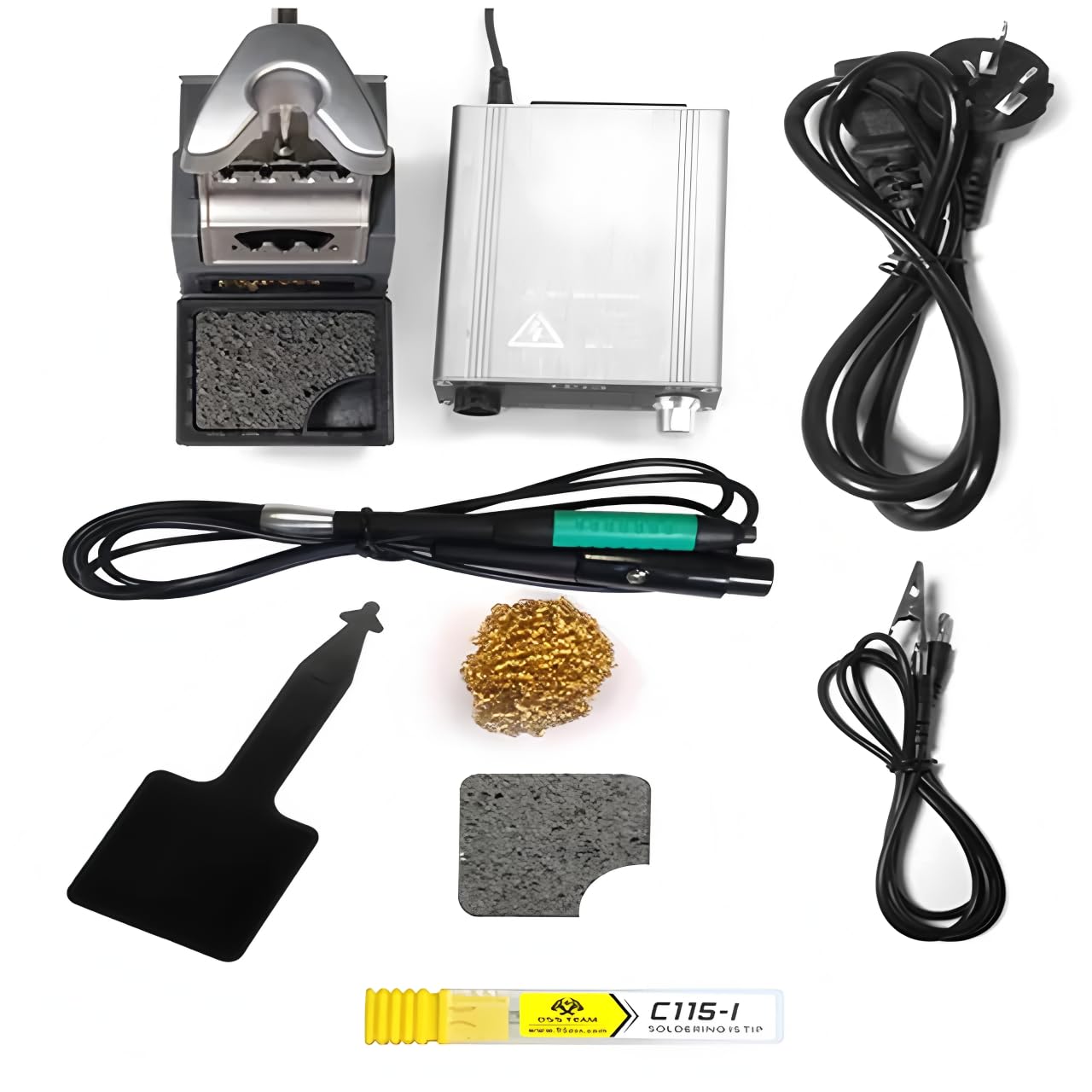 OSS T115 Micro Nano Electric Soldering Station, C115 Soldering Iron Tips, Fast Heating Welding for Motherboard Repair(T115-3tips)