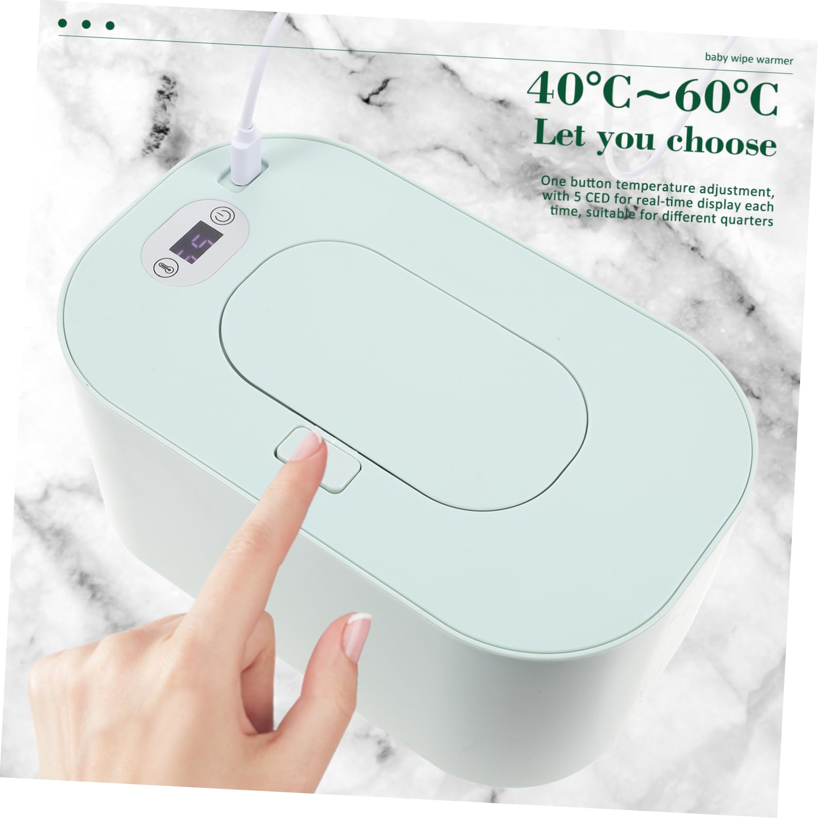 Alipis Calentador y Toallitas para Bebés Color Verde Portátil Material Abs y Pp Función de Temperatura Seleccionable Adecuado para Uso en Coche y Hogar Hogar