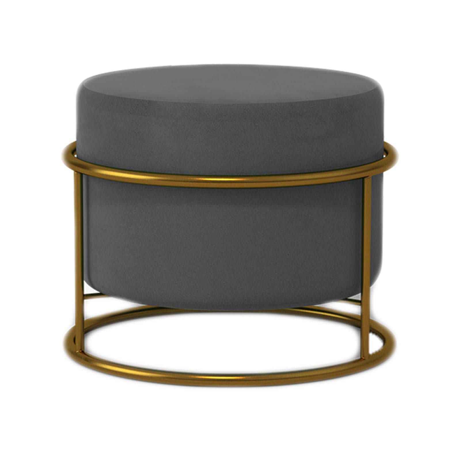 LMMIAOZ Modern Round Foot Stool Leg Rest Soft Tufted Linen Pouffe Chair for Home Living Room Bedroom Office Flannel Gray