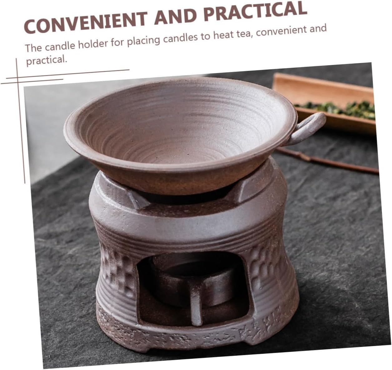 VALICLUD Ceramic Teapot Warmer with Candle Holder and Tray Household Tea Warmer Base for Heating and Preserving Tea for Home Use