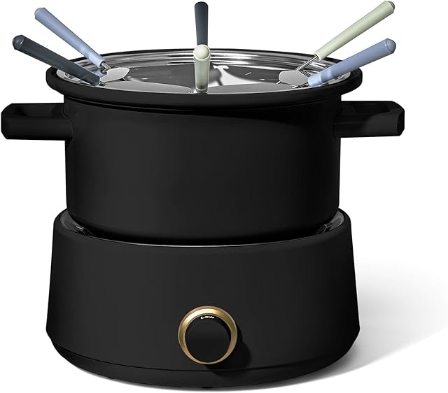 3QT Electric Fondue Set with Bonus 2QT Ceramic Pot (Color : Black)