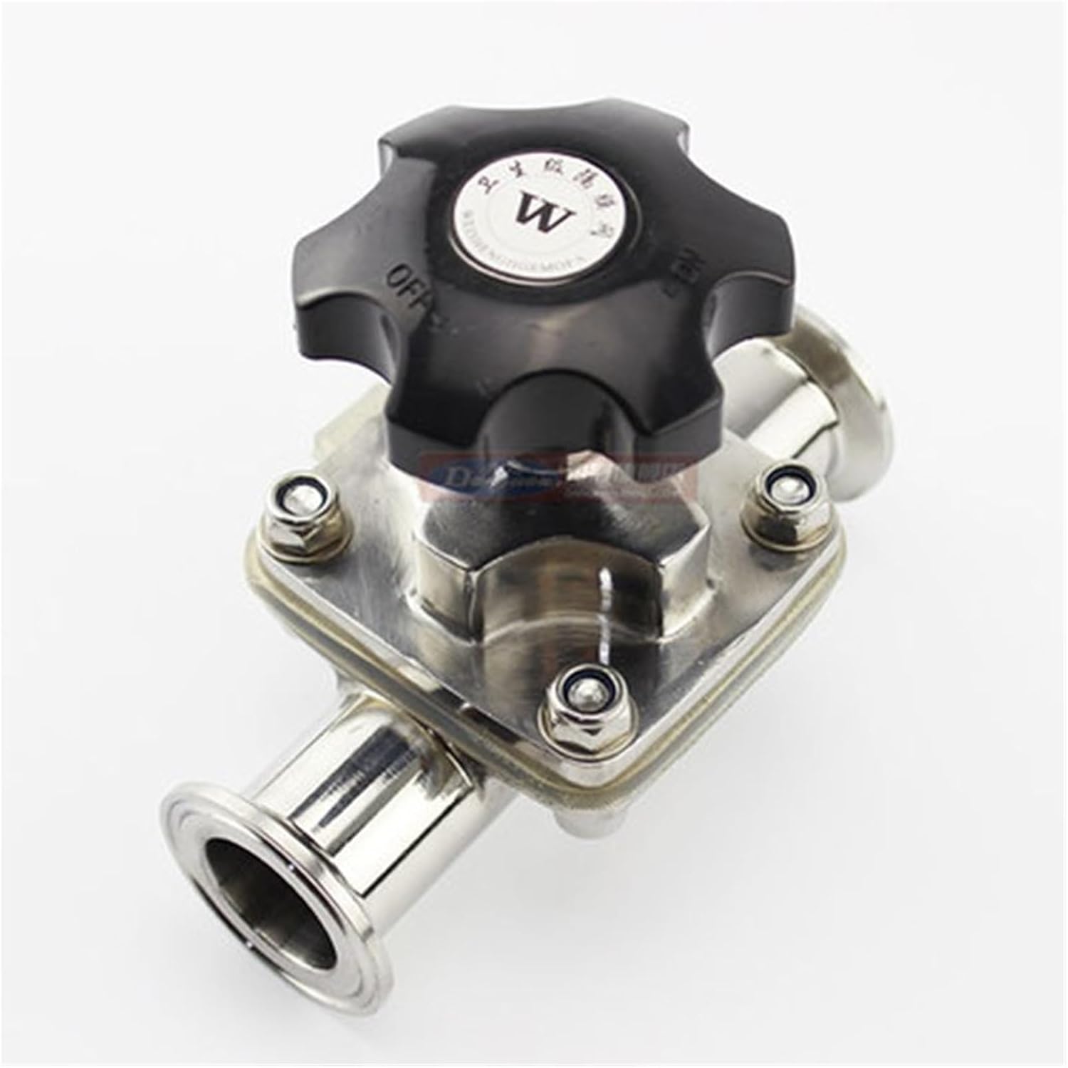 1-1/2" Pipe OD 38mm Stainless Steel 316L Tri-Clamp 1.5" OD 50.5mm Diaphragm Valve Silicone Brew Beer Dairy Product(Handle Black)