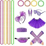 Regalo iridiscente. Un juego completo de disfraces de fiesta para mujer de años 80 está disponible en diferentes estilos. El juego de accesorios de disfraz de 80 años también se puede utilizar como dulces regalos para amigos y dejar recuerdos maravillosos, te encantará este elegante regalo.