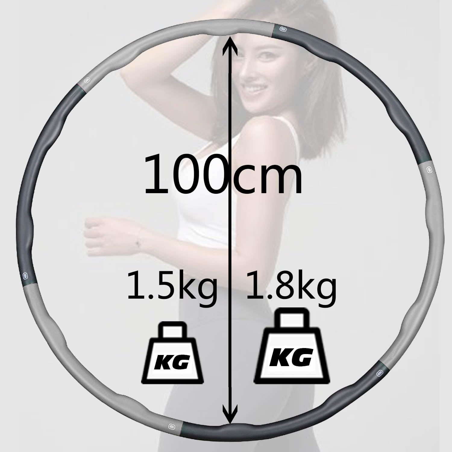 1,8kg Gewicht Hula Hoop Reifen Erwachsene Hullahub Reifen zum Abnehmen mit Wellendesign für fortgeschrittene 6 Teiliger und 100 cm Fitnessgerät für Zuhause Hoola Hoop Fitness