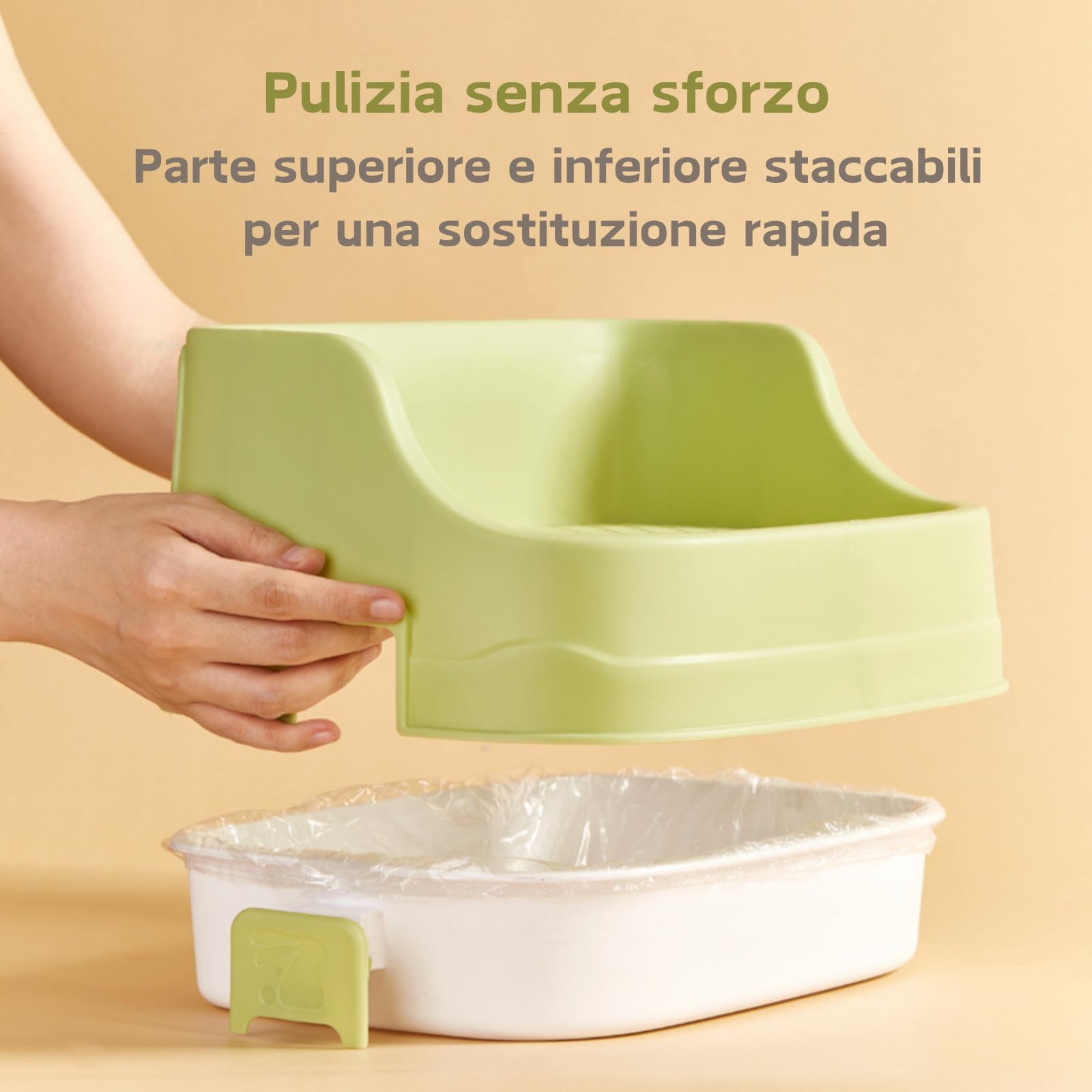 Lettiera Coniglio, Medio Vassoio Rettangolare per Letame Piccoli Animali Staccabile Addestratore Vasino Toilette Gabbie per Animali Domestici Conigli Porcellini d'India Criceti Cincillà (Verde)