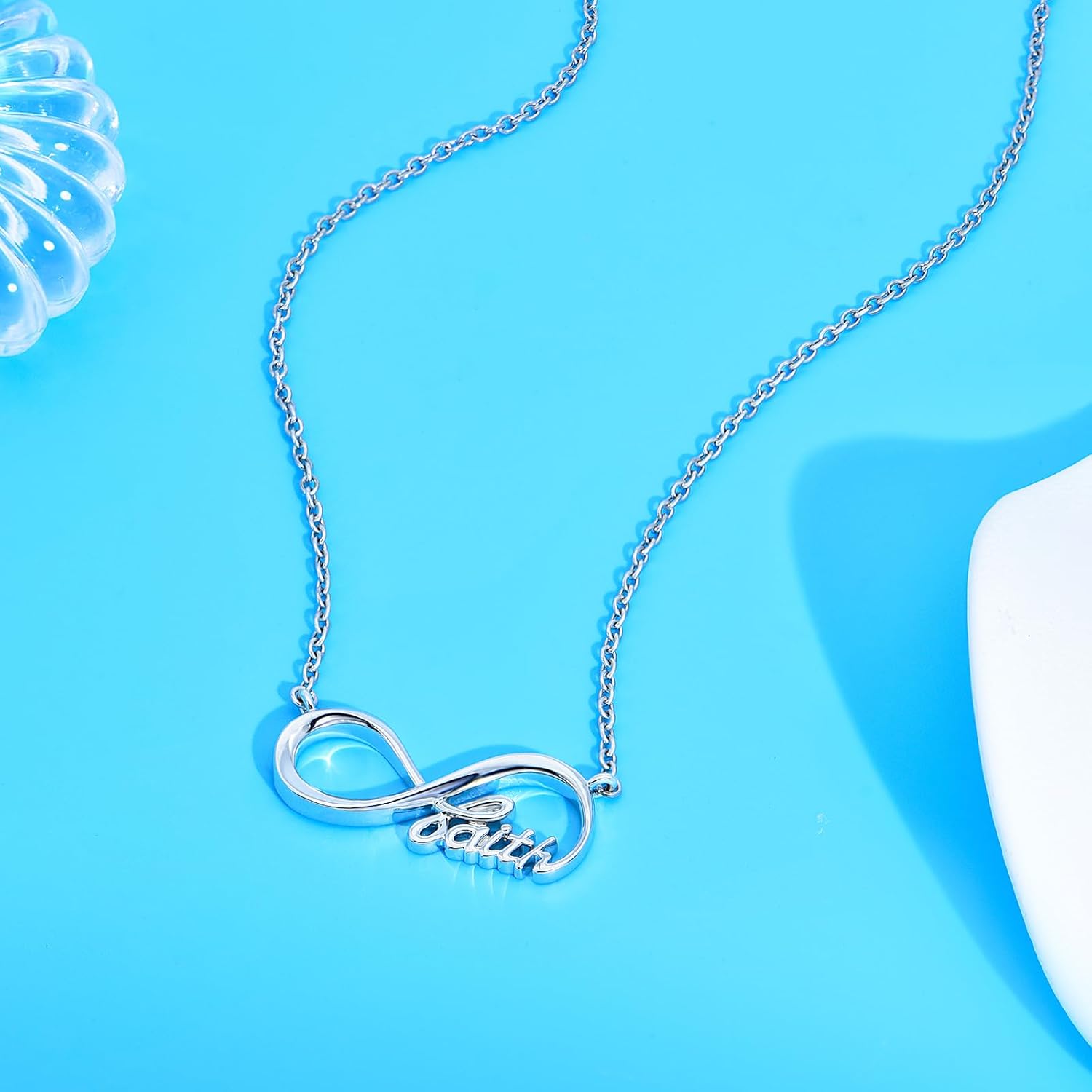 Faith Necklace for Women Stainless Steel Infinity/Cross Pendant Necklace Christian Religious Jewelry Gifts for Women Mom Wife Birthday - Image 4