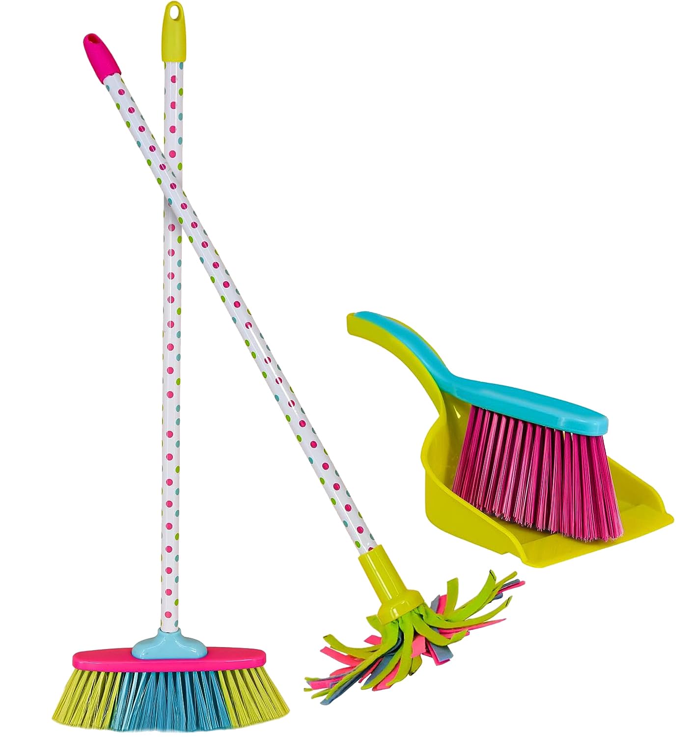 The Magic Toy Shop New Childrens Kids Cleaning Sweeping Play Set Mop Broom Brush Dustpan Childs Toy