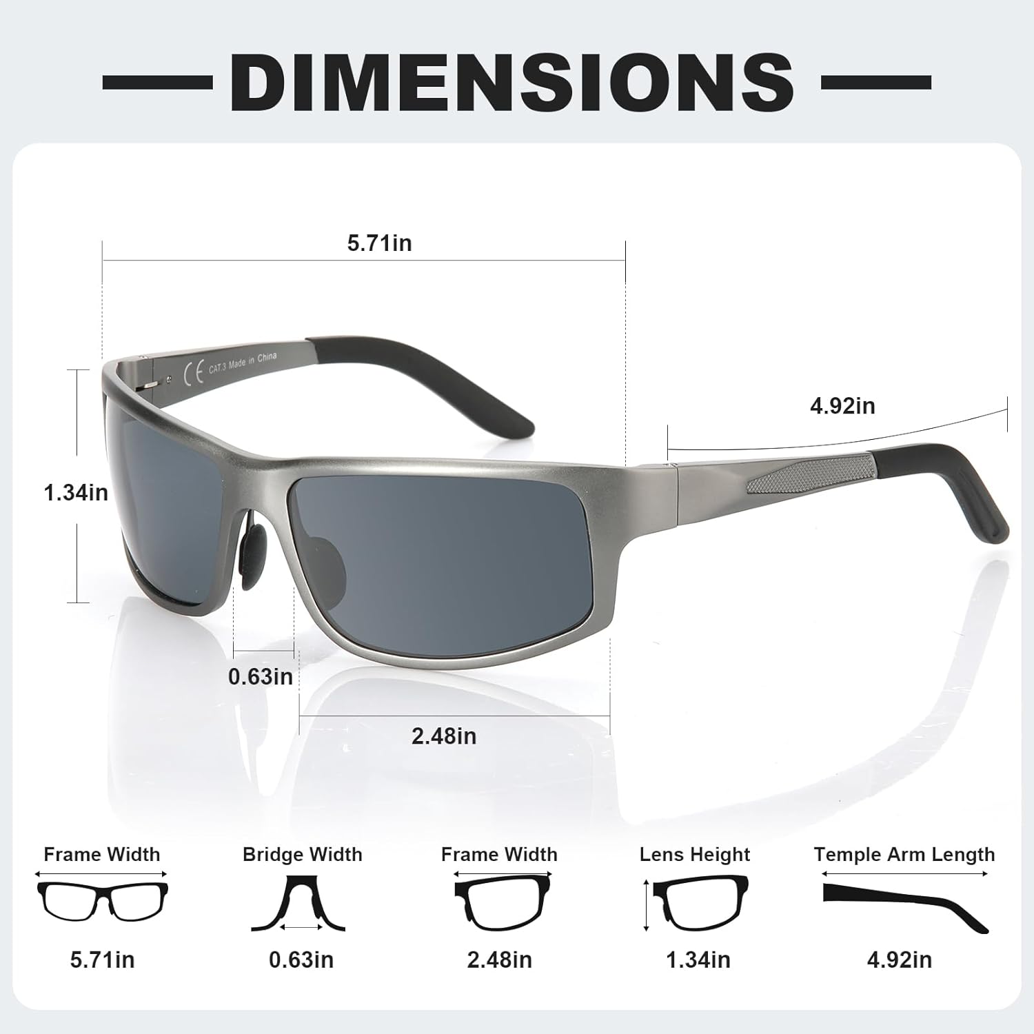 Unbreakable Polarized Sports Sunglasses for Men, Scratch/Seawater-Proof/Oleophobic Coating Lens, Aluminum Frame Sun Glasses - Image 6