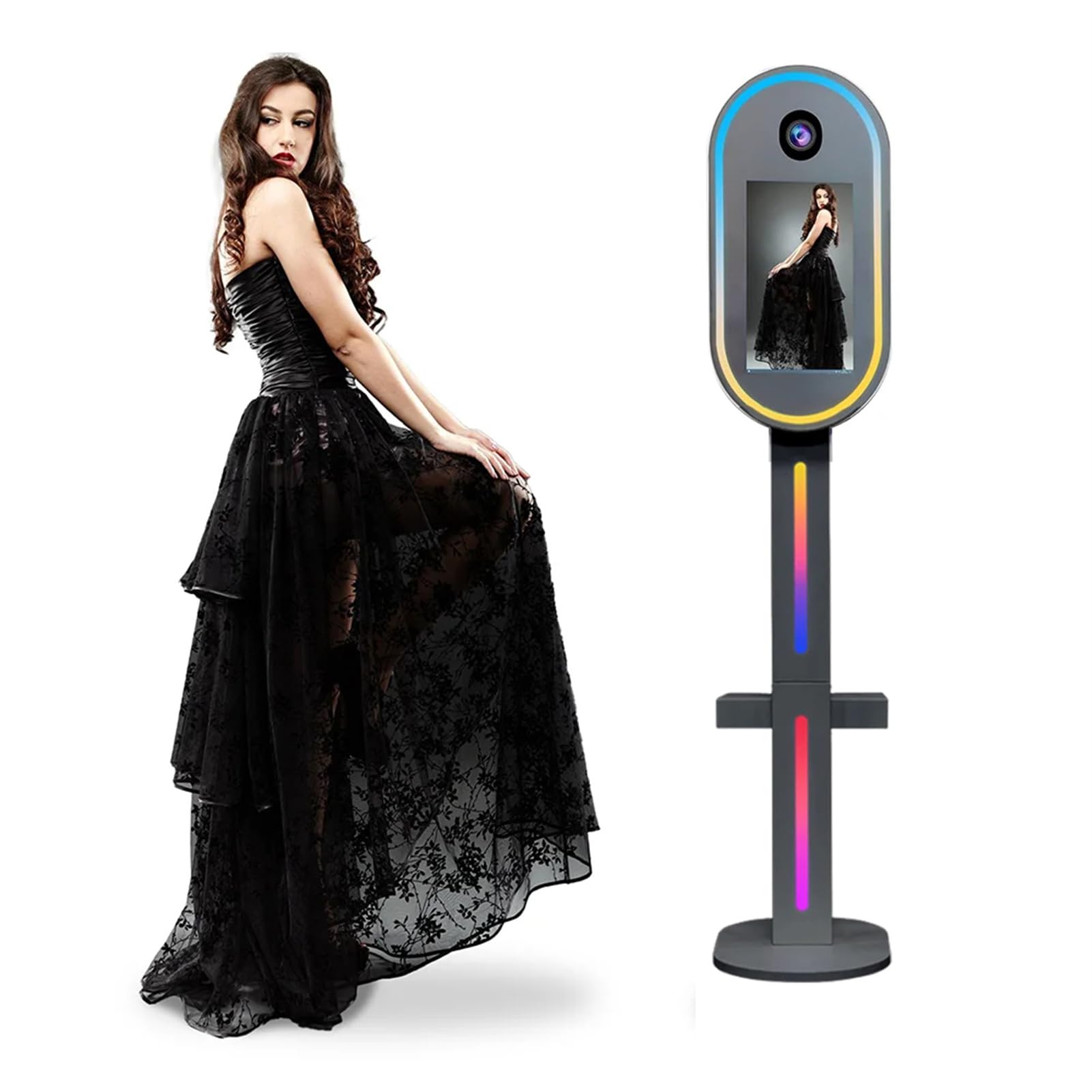 DSLR Photo Booth Machine Portable 15.6 Inch Touch Screen Camera Mirror Photobooth with Flight Case Packing for Wedding Party Events