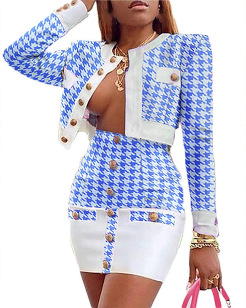 ORANDESIGNE Tailleur Femme Ensemble Jupe Et Veste 2 Pièces Blazer Slim Fit Chic Et Elegant Costume Travail Décontracté Crayon Jupe Business + Blazer OL Bureau Affaires Veste Tenue Soiree