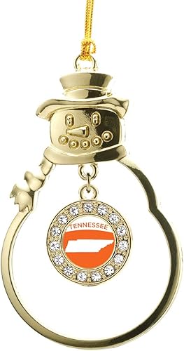 Miniatura 20 de Inspired Silver - Esquema de Virginia Occidental - Adorno de Navidad dorado - Adorno circular para árbol de Navidad con circonita cúbica