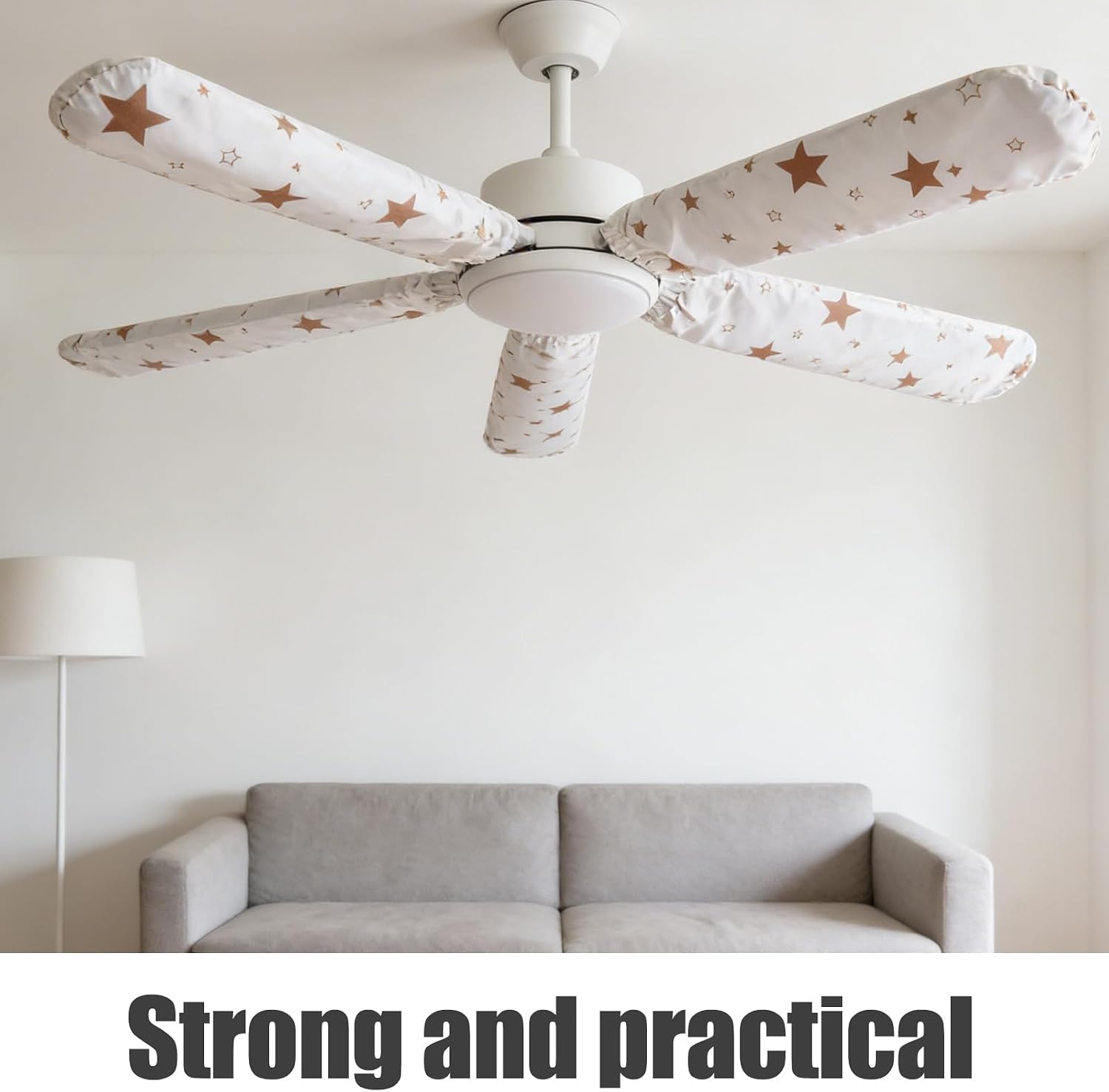 KICHOUSE 5pcs Decorative Ceiling Fan Blade Cloth Covers: Washable Fabrics Dust Cover for 42 Inch Ceiling Fan Length - Home Appliance Dusrproof Sleeves