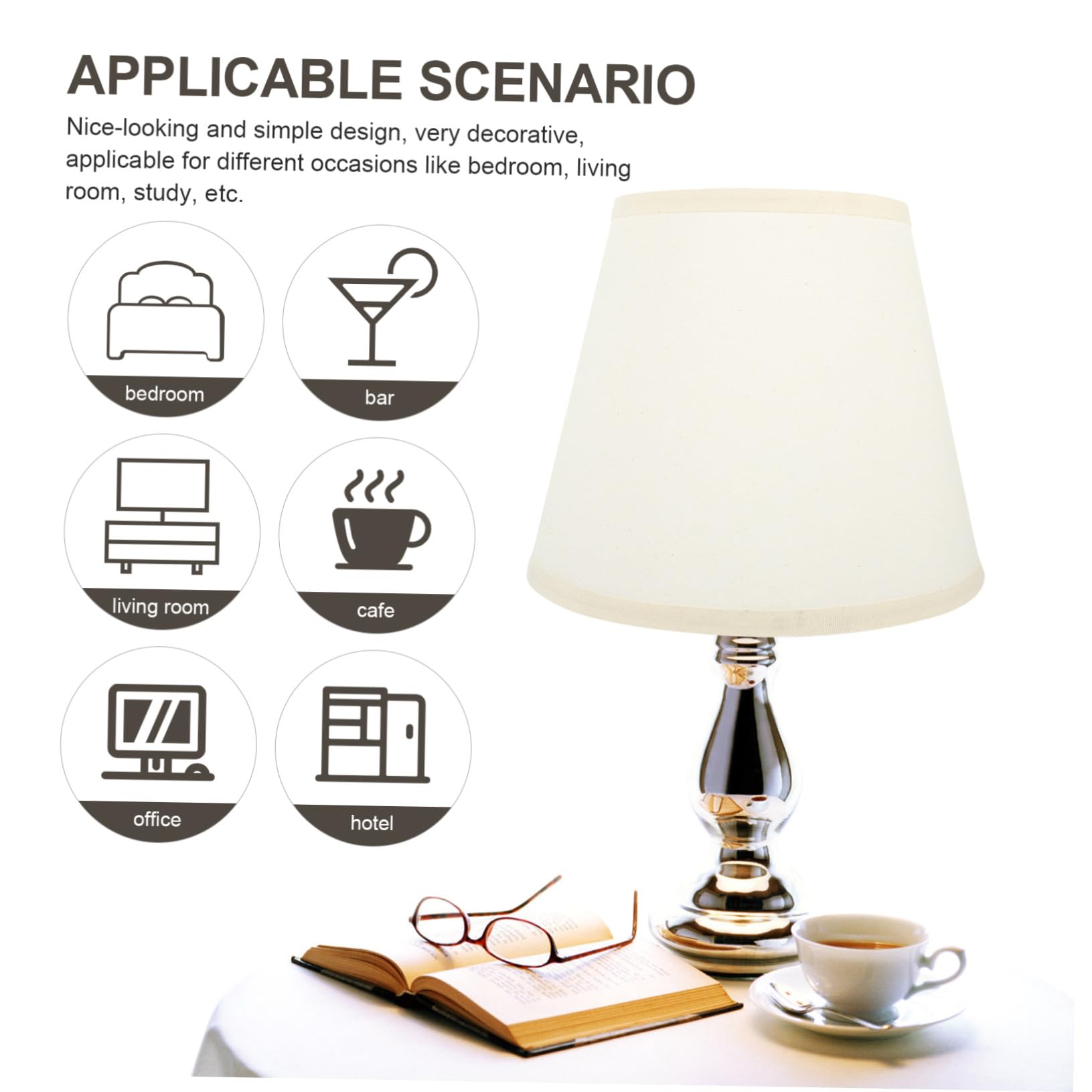 COLLBATH Pantalla de Lámpara de Mesa Moderna de Lino Beige Pantalla de Repuesto Cilíndrica para Lámpara Mesita de Noche Diseño Delicado para Dormitorio y Salón