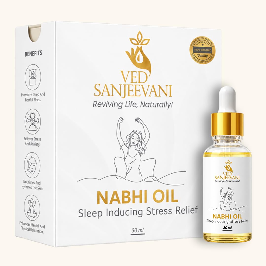 Ved Sanjeevani Sleep-Inducing Stress Relief Nabhi Oil | Ayurvedic Navel Oil for Deep Sleep, Relaxation & Anxiety Relief | Lavender Aromatherapy Oil for Better Sleep Quality | 30 ml