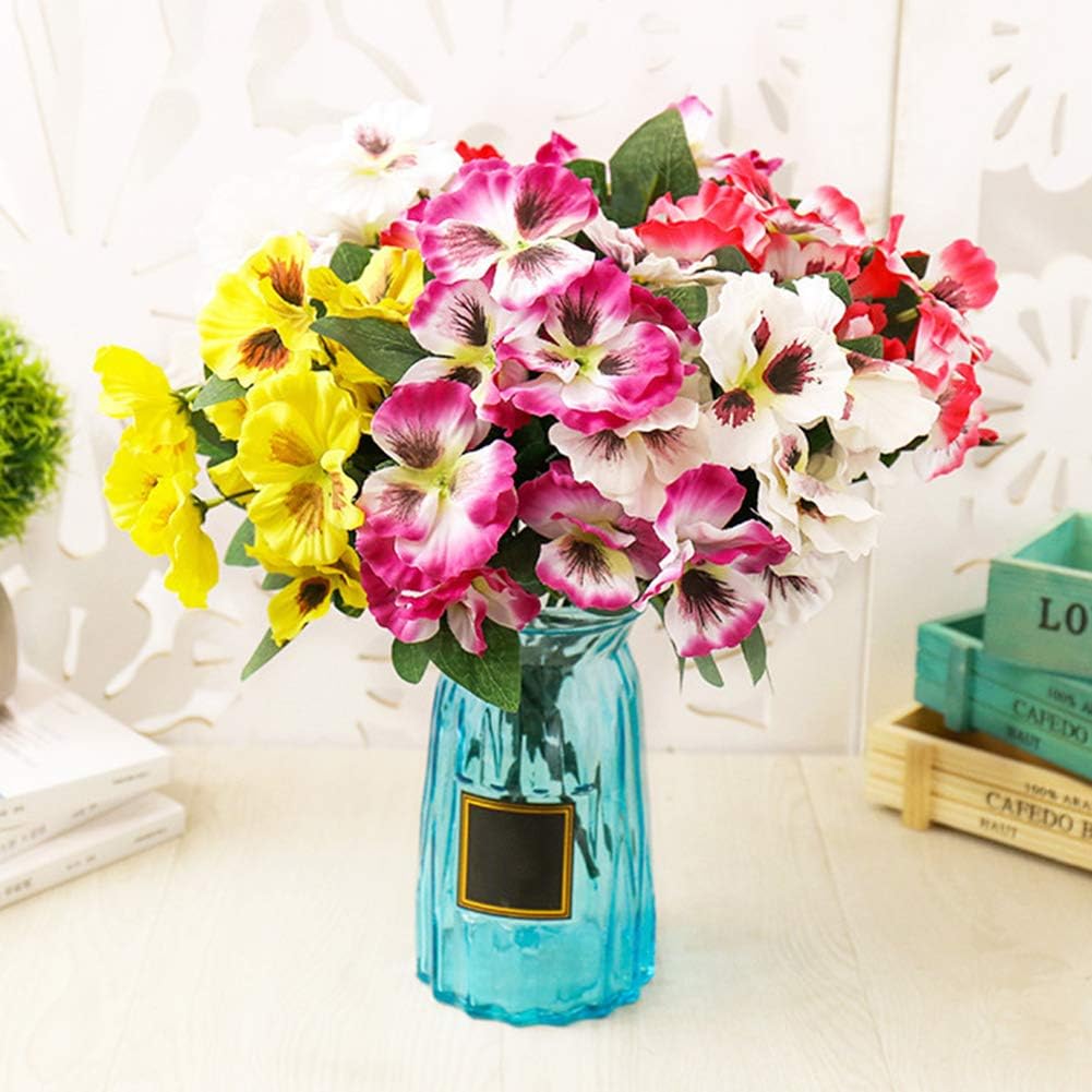 BARMI Artificial Flowers,1Pc Artificial Flower Pansy Garden DIY Stage Party Home Wedding Craft Decoration,Make Your Life be Full of Beautiful Vitality, Good Memories White