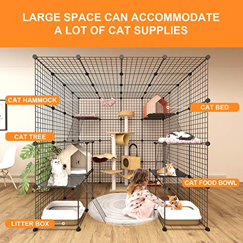 Eiiel Large Cat Cage Indoor Cat Playpen Metal Wire Kennels Crate Small Animal Cage for Kitten Guinea Pig, Bunny and… - Image 4