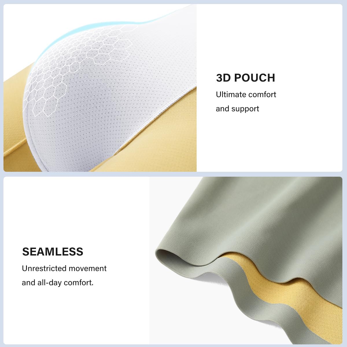 Arjen Kroos Men's Boxer Briefs Breathable Dual Colors Seamless Modal Mens Trunks Underwear with Support Pouch 4 Pack - Image 5