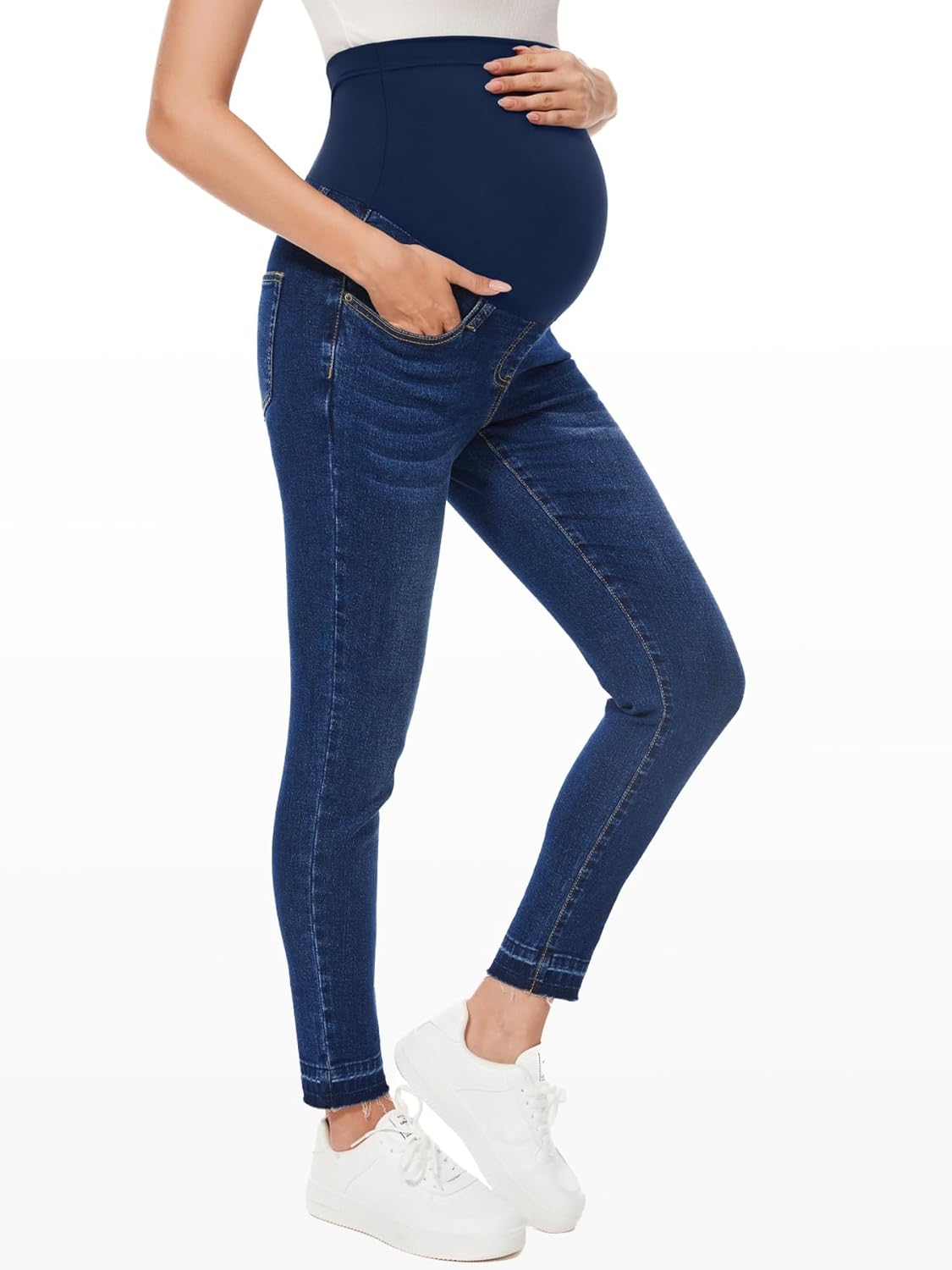 PACBREEZE Women’s Maternity Jeans Over Belly Skinny Stretchy Denim Pants Comfy Slim Pregnancy Pants