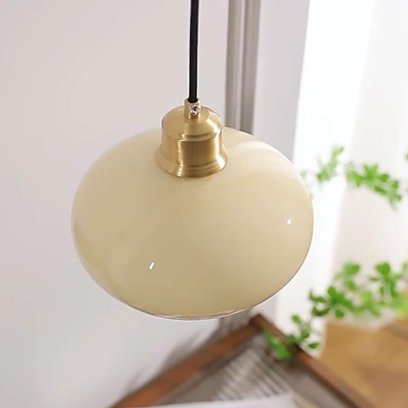 Regulowana Lampa ścienna W Stylu Retro Z Orzecha Włoskiego, Z Mosiężną Podstawą E27, Wiszącym Kloszem Z Kremowego Szkła, Odpowiednia Do Oświetlenia Ogrodu (1 Pack)