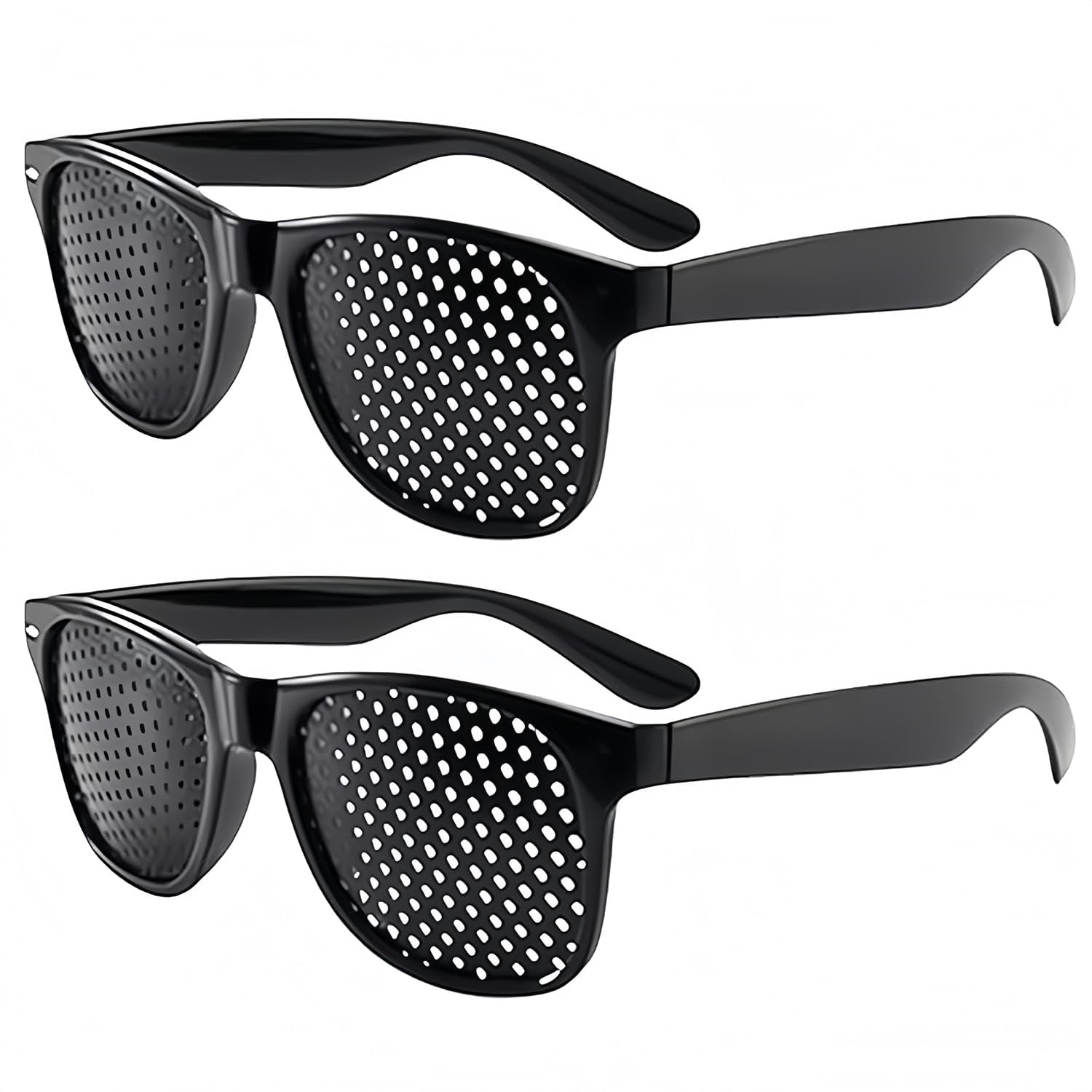 Fjdrsig Unisex Black 2 Pcs Pinhole Glasses, Normal & Sporty Lunisk Correction Glasses, Pinhole Glasses For Improving Vision, Fatigue Relief Vision Correction Glasses, For Eyesight Strengthening And Eye Relaxation