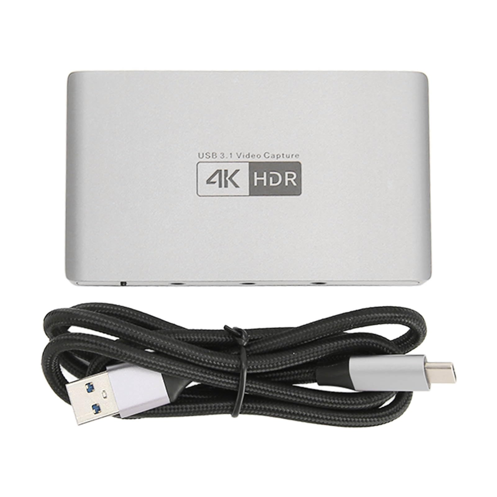 Tarjeta de Captura de Video, 4K 60Hz HDR USB 3.0 1080P Tarjeta de Captura USB, Tarjeta de Enlace de Cámara de Audio de Aleación de Aluminio de 3,5 Mm para Juegos de Transmisión