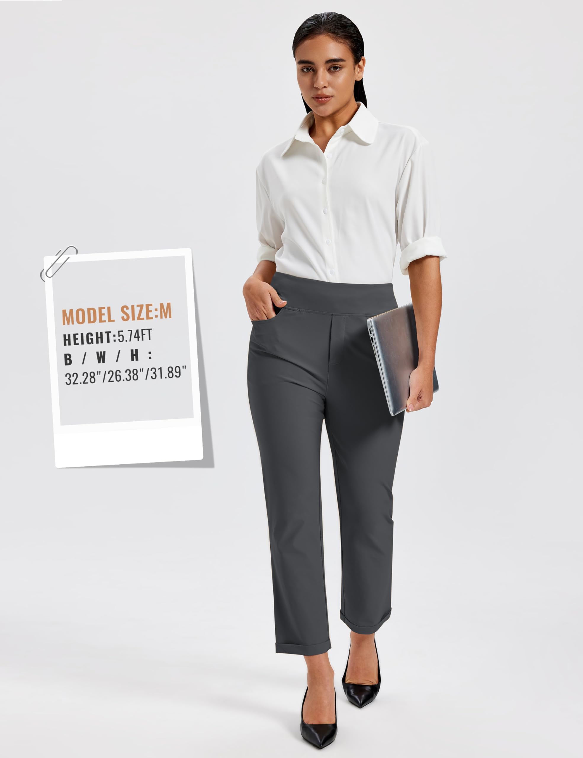 MoFiz Damen Golfhosen Lange Business Hose Elegante Stretch Golf Hose Wasserdicht Sonnenschutz Atmungsaktive Yoga Hose für Büro Arbeit Sport