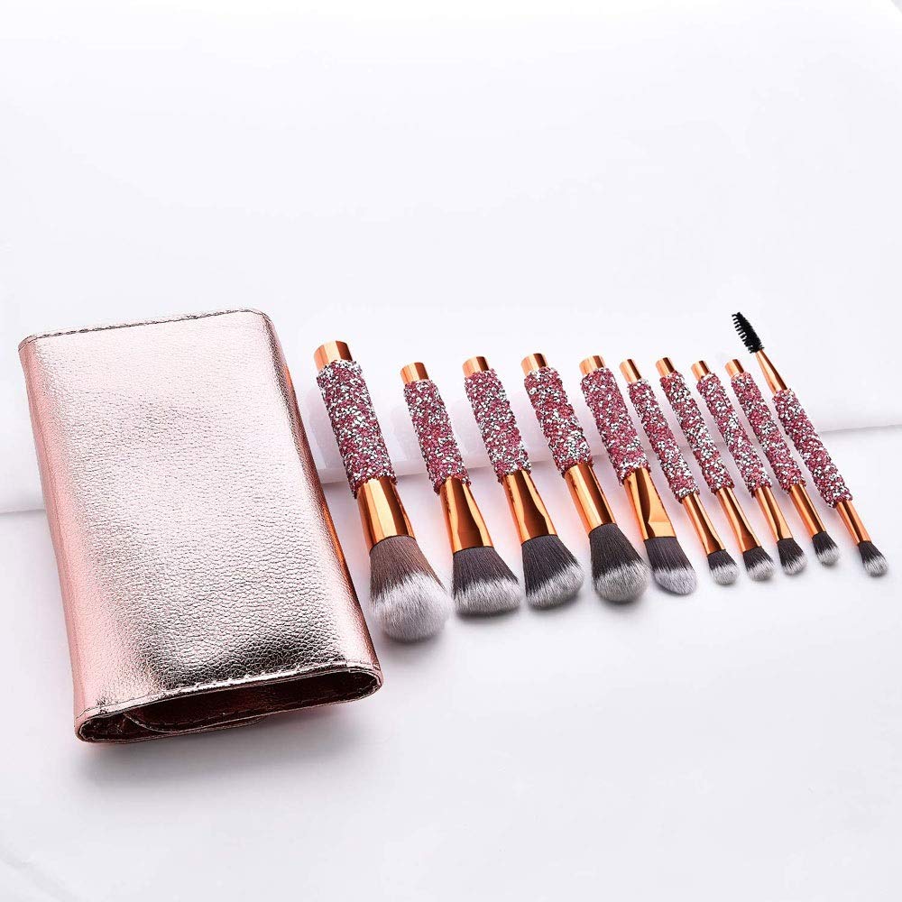 10-teiliges Make-up-Pinsel-Set, der neueste luxuriöse Augen-Make-up-Pinsel mit Diamanteinlage, professionelle Foundation-, Concealer- und Lidschatten-Make-up-Tools