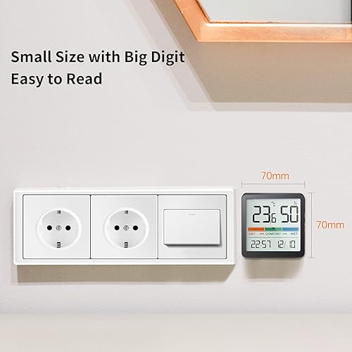 Miniatura 5 de NOKLEAD Termómetro higrómetro para interiores, termómetro digital de escritorio con monitor de temperatura y humedad, termómetro de habitación