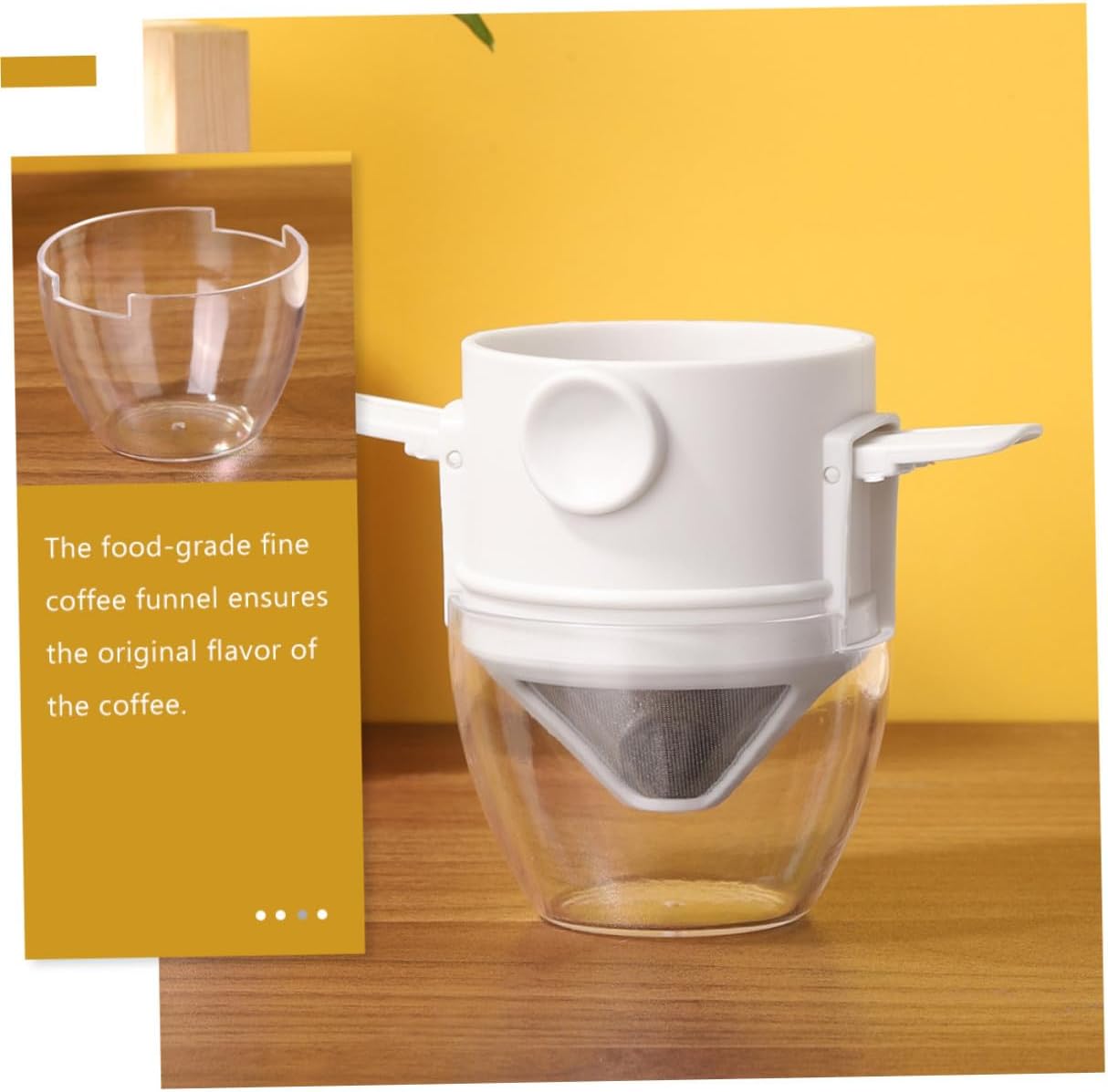 Ultra-fine Metal Hand-brewed Coffee Filter Portable Coffee Funnel Tool for Pour-over Brewing Reusable Mesh Dripper Easy to Clean Dishwasher Safe White