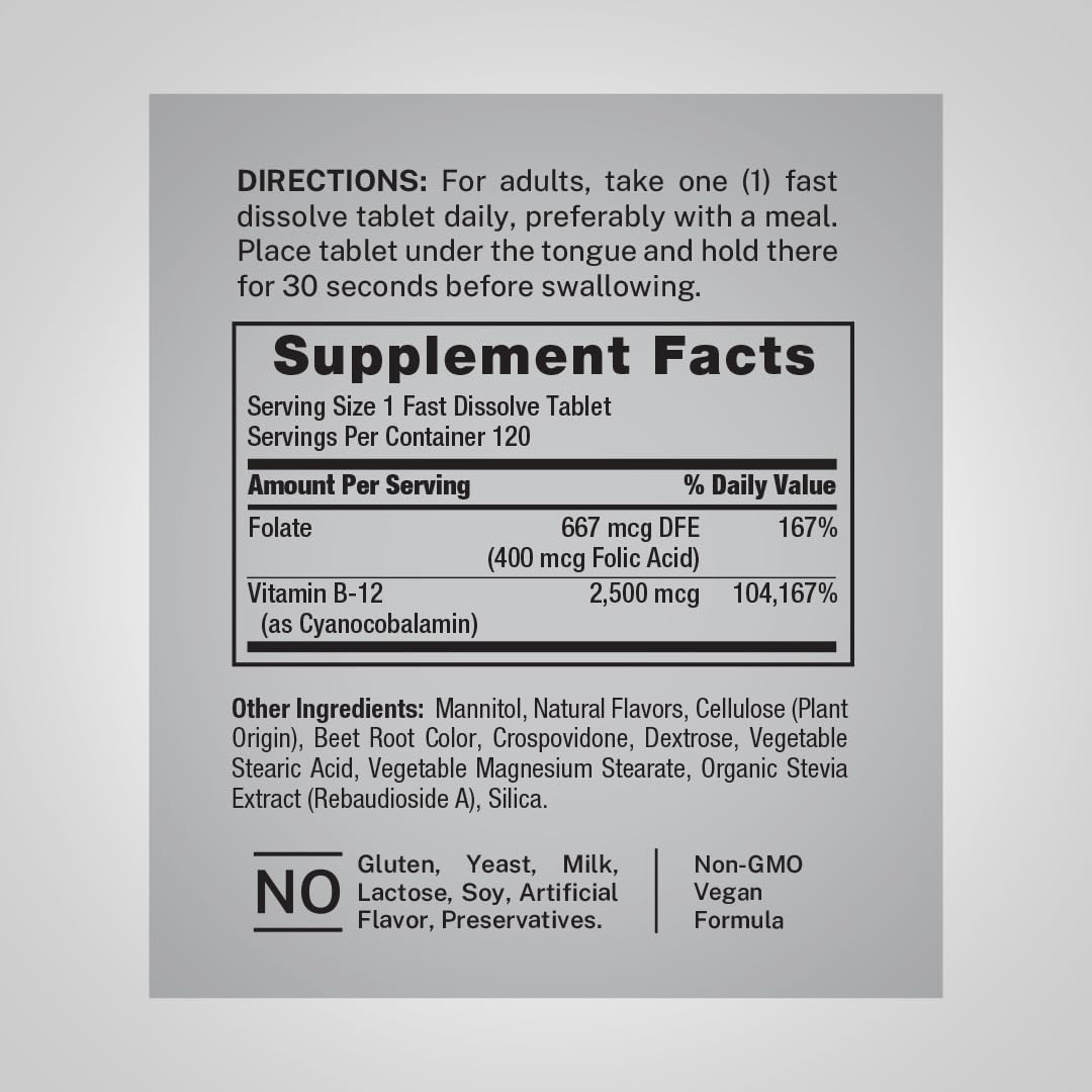 Piping Rock Vitamin B12 Sublingual | 2500 mcg | 120 Tablets — Amazon image 2
