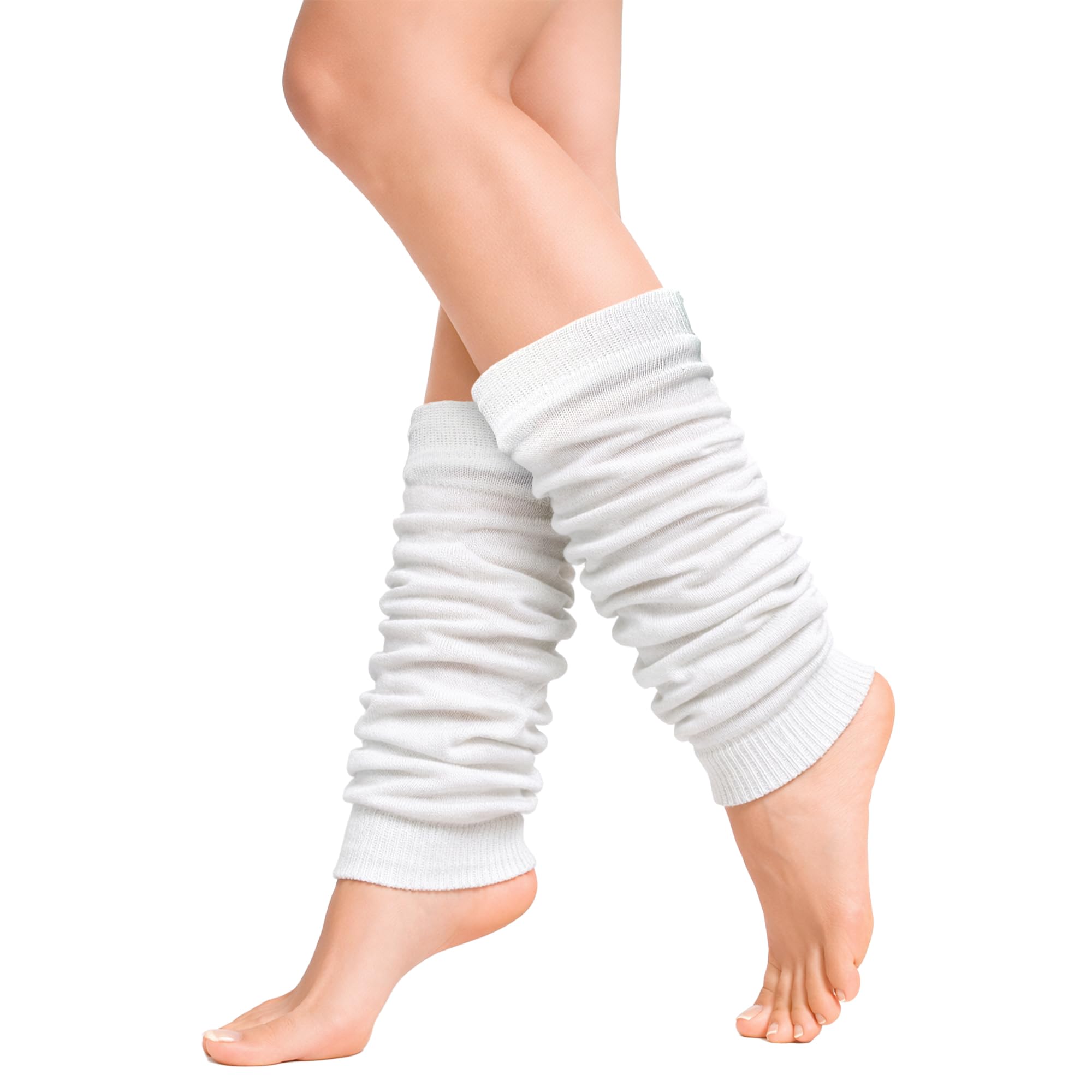 The Fancy Dress Angies Fashion Luxurious Ladies 80's Dance Plain Ribbed Leg Warmers Neon Leg warmers in Hot Pink 12 Colours (White)