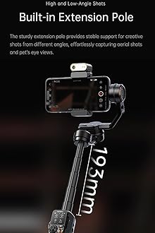 hohem iSteady M7 AI Tracking Gimbal Stabilizer for iPhone Android Smartphone,3-Axis Phone Gimbal with Fill Light and 1.4" Detachable Touchscreen Remote Control for YouTube TikTok Vlogging Travel