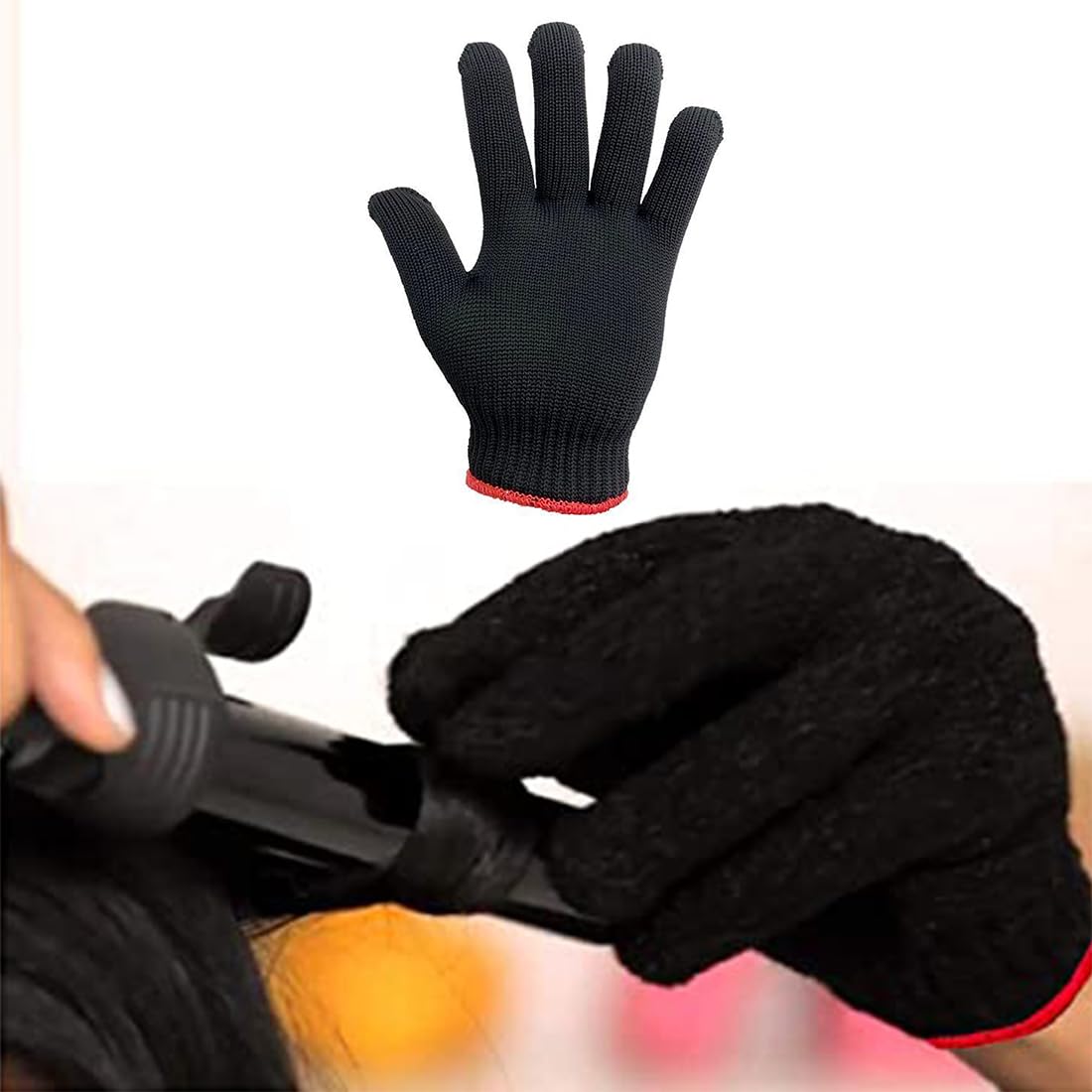 ZKGYUS 2 Pièce Gants Contre La Chaleur De Protection,Gant de Coiffure,Gant de Protection,Gants Coiffure Anti Chaleur,Professionnels Gants Anti Chaleur pour Coiffure,pour cheveux Curling Le fer