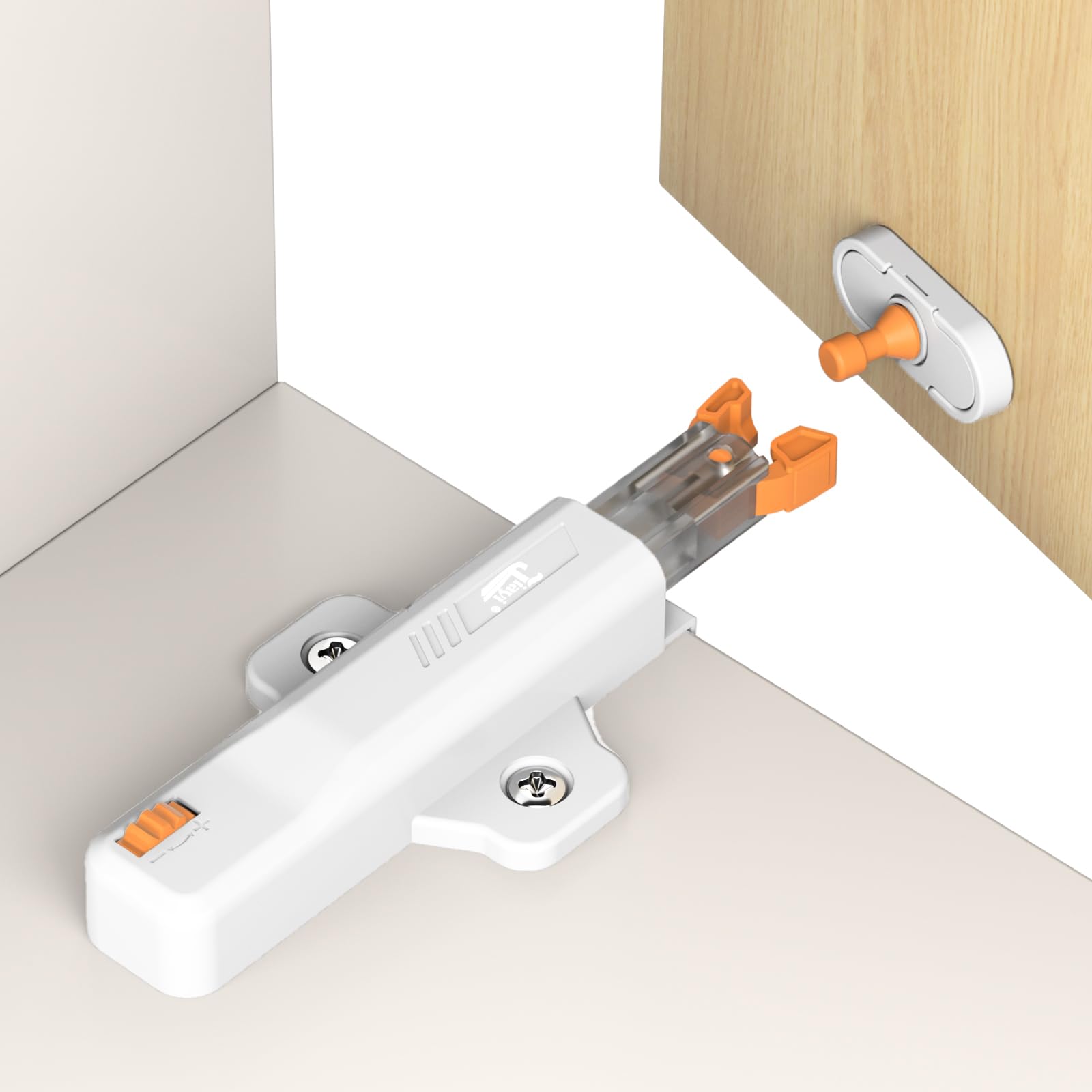 Jiayi Push Open Door Latches Heavy Duty 4 Pack White Touch Open Latch for Closet Closing Wardrobe Closure Spring Push Latch - Image 2