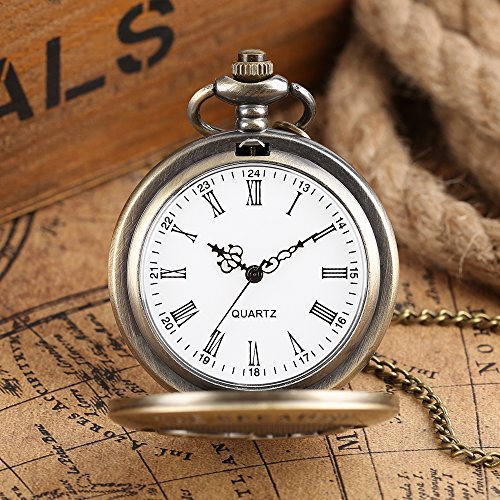 Swhily Pocket Watch, Mens Vintage Quartz Dad Pocket Watches with Chain for Daddy Birthday,Valentine's Day, Christmas + Gift Box (Bronze) - Image 6