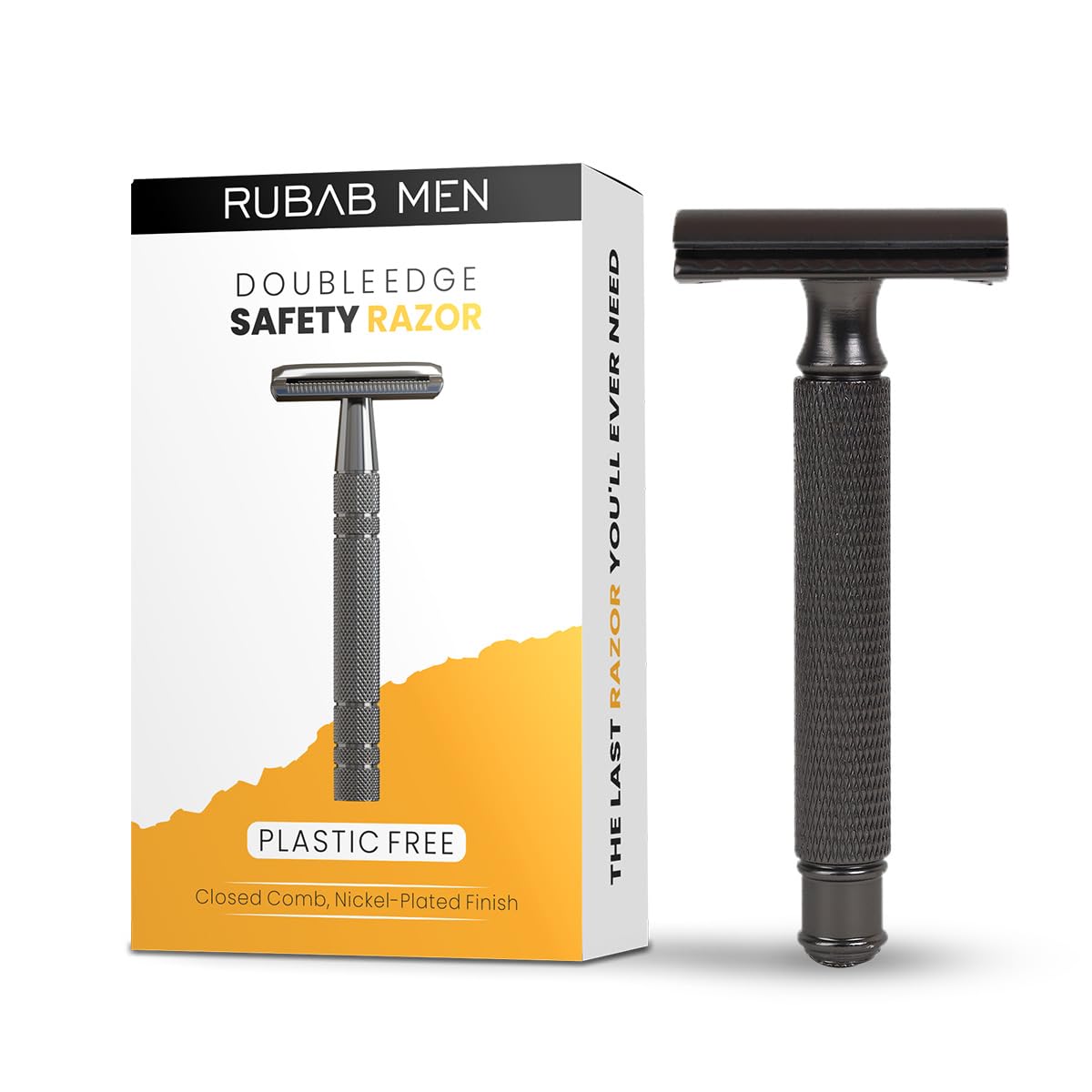 Double Edge Safety Shaving Razor| Premium Single Blade Closed Comb 3 Piece Metal Face Razor | Classic Gunmetal Finish