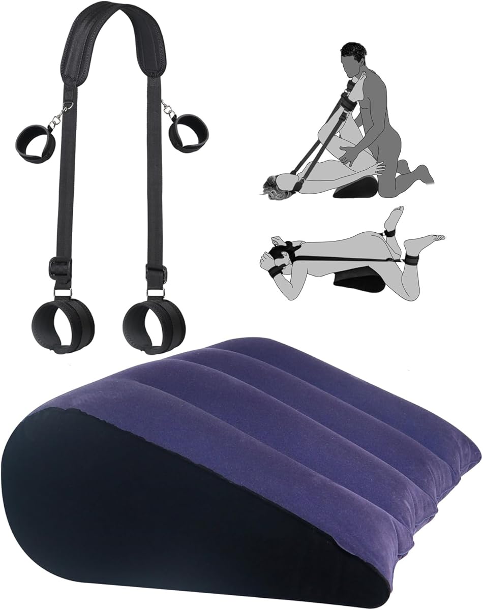 Sex Toys BDSM Sex Pillow Bondage - Inflatable Sex Wedge, Leg Restraints Sling Handcuffs Ankle Cuffs, Sex Furniture for Couples Adult Game