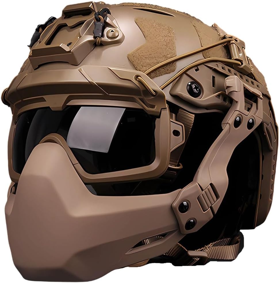 PJ Airsoft Fast Helmet Set Tactical Paintball Helmet Game Sets, for Outdoor CS Paintball Hunting Cosplay Halloween (Color : T)