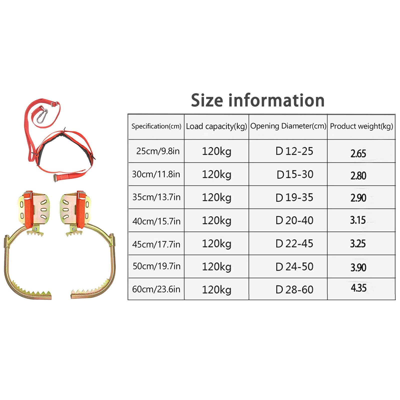 2026 Attrezzatura da arrampicata professionale per elettricisti Decespugliatore Scarpe da arrampicata regolabili Attrezzature di sicurezza antiscivolo ad alta resistenza (oro, 20 cm)