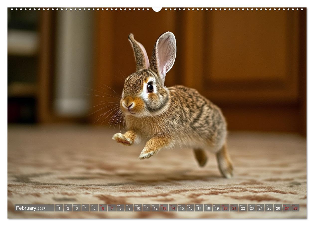 A Cuddly Rabbit Life (High Quality Premium Wall Calendar 2027 DIN A2 landscape),CALVENDO 12 Month Wall Calendar: Fluffy rabbits enjoy their life between sofa, carpet and pillows