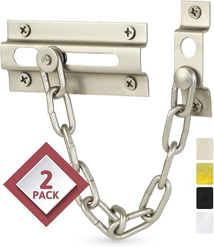 Miniatura 8 de Jack N' Drill - Protector de puerta de cadena con cerradura, paquete de 2 protectores de puerta de cadena, cerraduras de cadena de acero resistentes