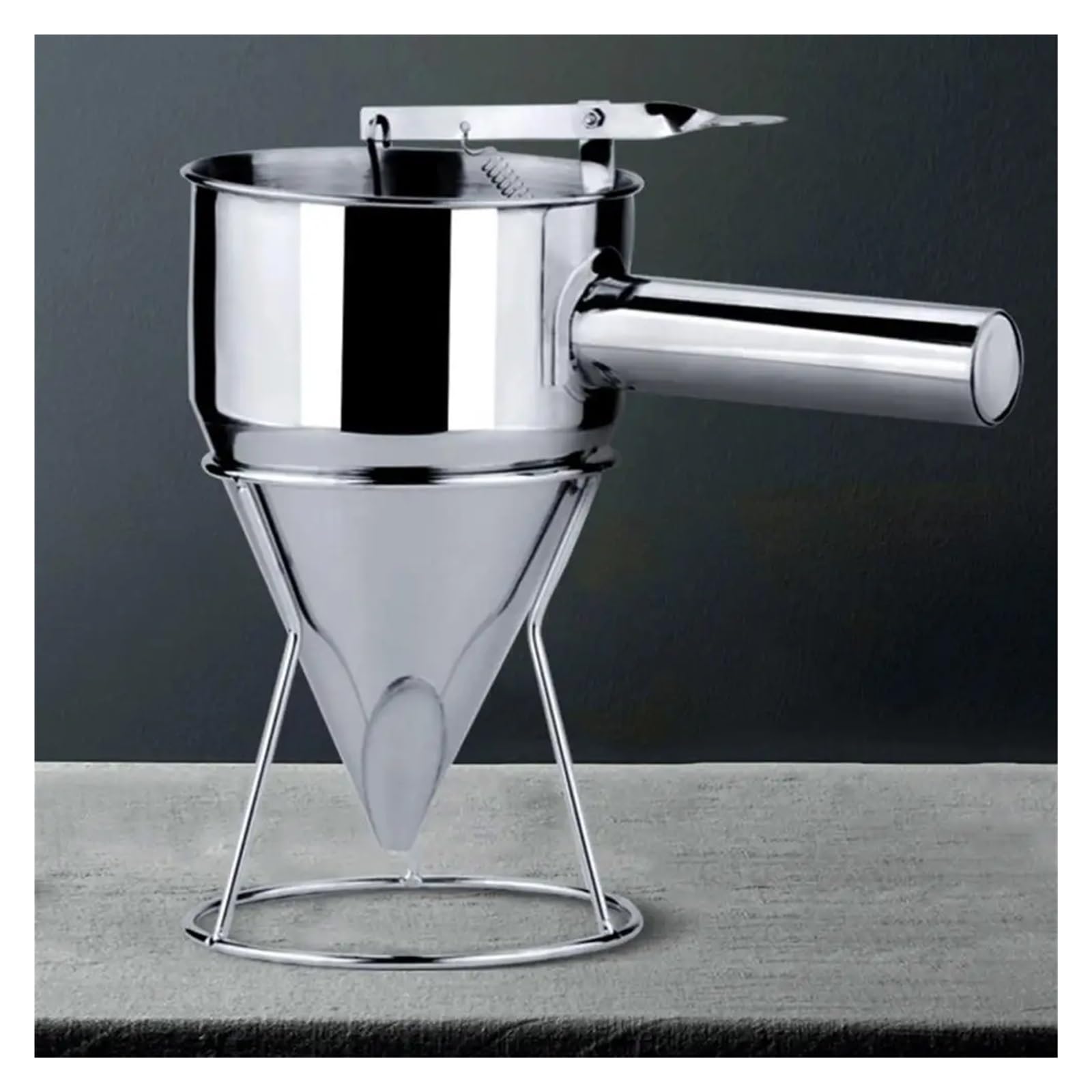 embudo de petaca Embudo de cocina Embudo de cocina de 600ml/1200ml, embudo de Metal de gran capacidad, dispensador de embudo de acero inoxidable desmontable en forma de cono for panadería(D)