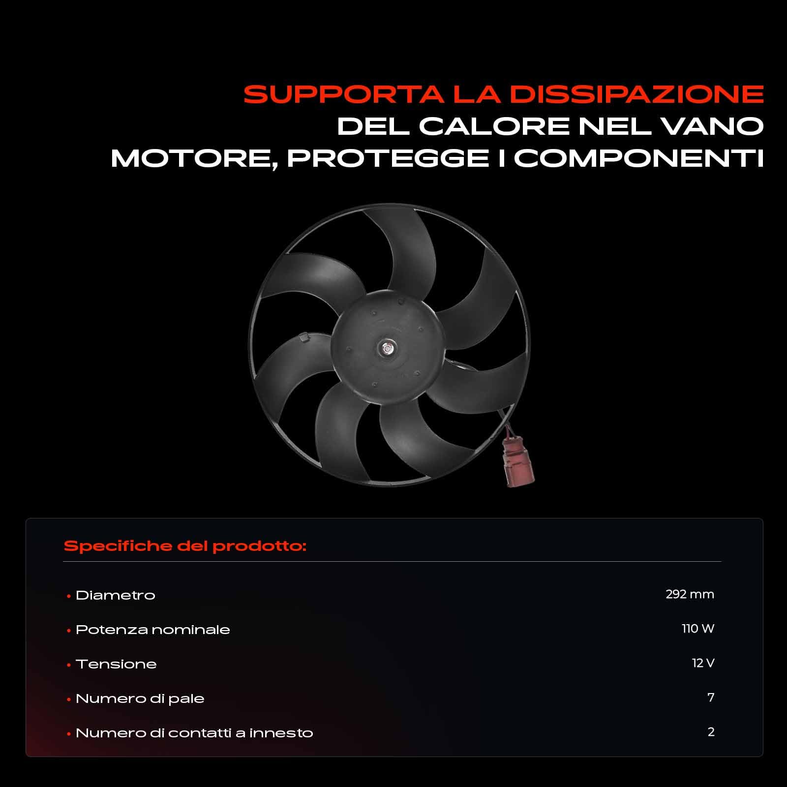 Frankberg Ventola di raffreddamento Ventola Radiatore ad acqua Compatibile con Golf V 1K1 1.4L Golf VI 5K1 1.2L Golf VI 5K1 1.6L Golf VI Variante AJ5 1.6L Golf V Variante 1K5 1.4L Replace# 620-843