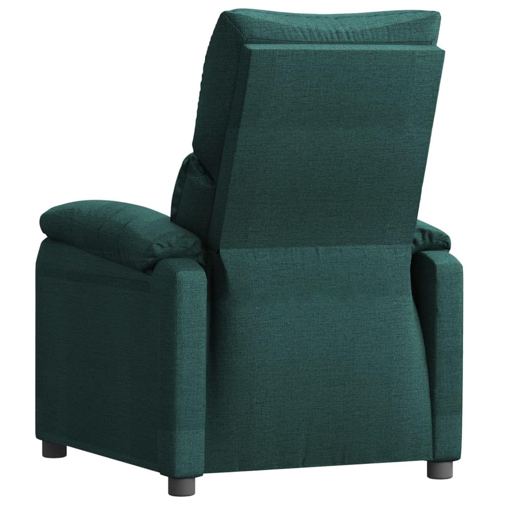 Poltrona relax con funzione reclinabile, poltrona TV manuale regolabile, comoda poltrona TV imbottita con poggiapiedi, moderna poltrona relax in tessuto per soggiorno, verde scuro