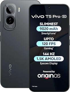 vivo T5 Pro 5G (Cosmic Black, 8GB RAM, 256GB Storage) | 50MP Camera | 6.83" FHD+ AMOLED Display | Snapdragon 7s Gen 4 | 9020mAh Battery