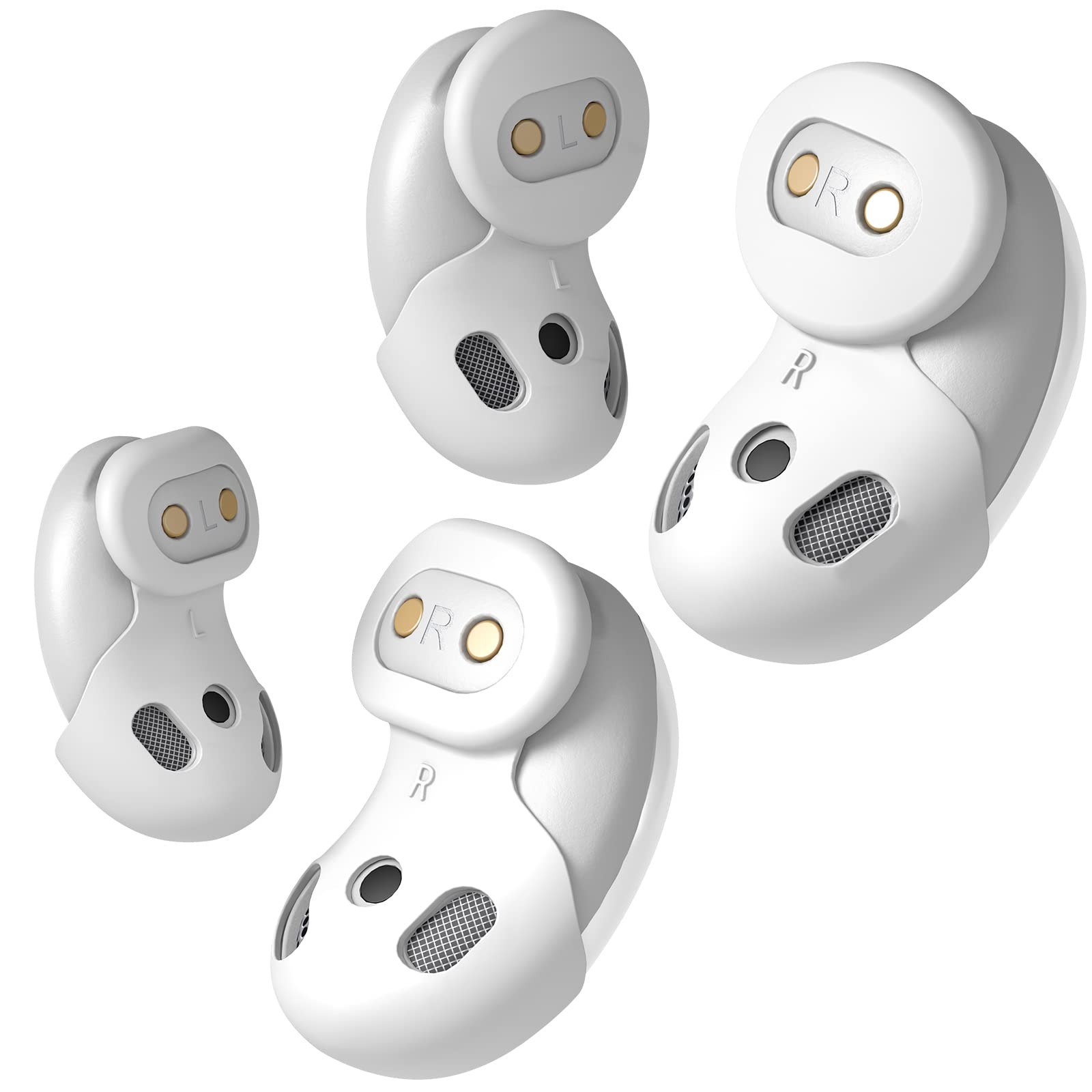 (2 Pairs) Seltureone Compatible for Samsung Galaxy Buds Live Ear Tips, Non-Slip Sound Leakproof Earbuds Cover Accessories for Galaxy Buds Live, White