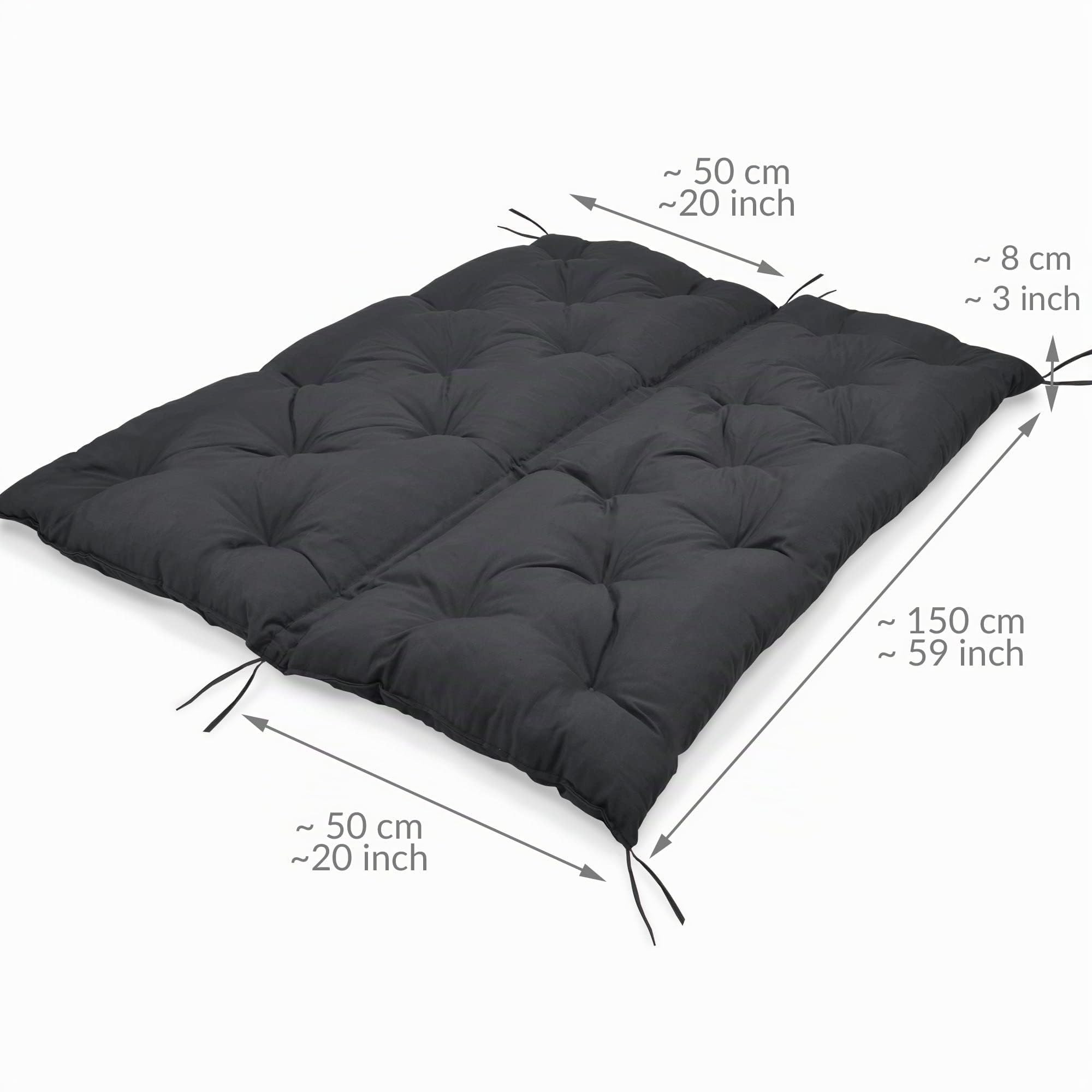 Beautissu Flair BR Bankauflage 150x50x50 cm Anthrazit - Sitzkissen & Rückenkissen Outdoor Polsterauflage - Gartenbankauflage für Gartenmöbel Bankkissen Sitzauflage Gartenbank & Hollywoodschaukel
