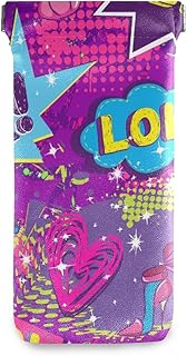 HUSSRITY Eyeglasses Case Fashion Elements Sunglasses Pouch Soft PU Leather Squeeze Top Eyeglass Holder Portable Glasses Case For Women Men